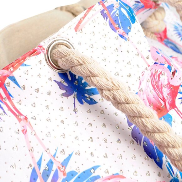 Flamingo and Palm Leaves Rhinestone Tote Bag - XXL - NWT - Picture 3 of 10